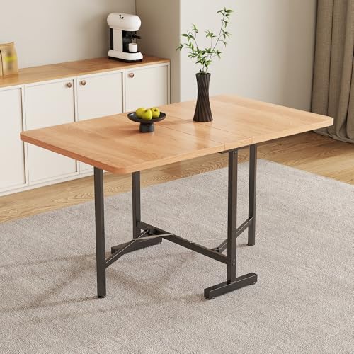 AilZylphera Klapptisch Holz 120 x 80 x 75 cm, Esstisch ausziehbar für 4-6 Personen, Klappbarer Küchentisch/Esszimmertisch, Ausziehtisch für kleine Räume, Küchen, Restaurants, Holzfarbe (2) von AilZylphera