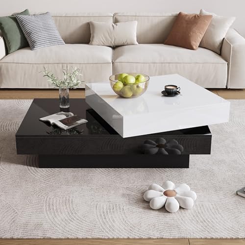 AilZylphera Moderner Hochglanz Couchtisch 103 x 60 x 35,5 cm, Wohnzimmertisch - Obertisch 360° drehbar. Beistelltisch/Sofatisch geeignet für Wohnzimmer, Büro oder Loungebereich. Weiß + Schwarz AilZylphera Moderner Hochglanz Couchtisch 103 x 60 x 35,5 cm, Wohnzimmertisch - Obertisch 360° drehbar. Beistelltisch/Sofatisch geeignet für Wohnzimmer, Büro oder Loungebereich. Weiß + Schwarz von AilZylphera