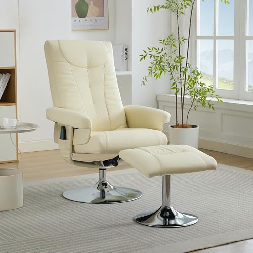 AilZylphera Relaxsessel mit Fußhocker, Massagesessel,TV-Sessel Liegefunktion, Fernsehsessel mit Massagefunktion, Liegesessel 360° Drehung, Sessel mit hocker，5-Punkt-Massage, Heizfunktion (2) von AilZylphera