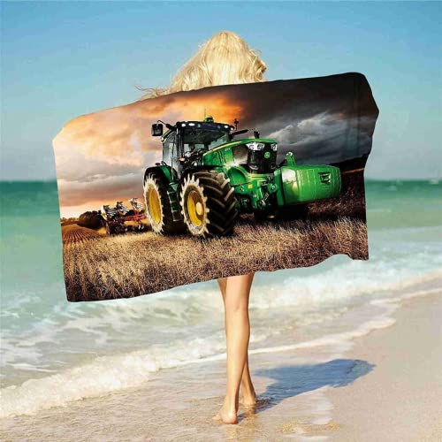 Ailaikei Traktor Strandtuch für Kinder Badetuch 100% Microfaser,Schnell trocknendes, 3D gedrucktes Badetuch,Sandfreies Handtuch (A-1,70x140cm) von Ailaikei