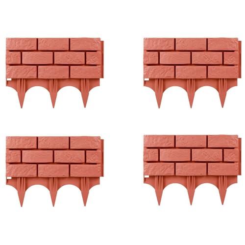 Ailan 4 Teile/Satz Pflanze Blumenbeet Grenze Einfache Installation Kein Boden Leckage Garten Grenze PP 2. Tiefe Typ Höhe Von 18 Zentimeter, Ziegelrot von Ailan