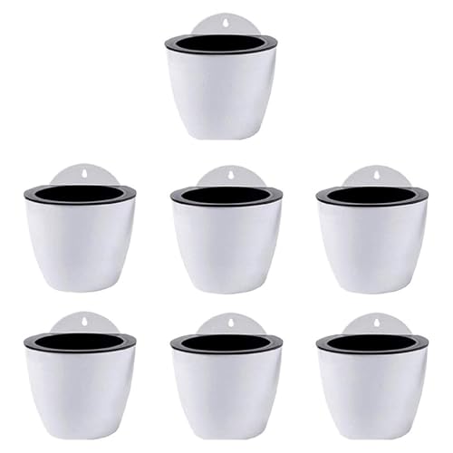 Ailan 7 Stück Kunststoff Pflanzgefäße zum Aufhängen an der Wand mit breitem Anwendungsbereich und selbstbewässerndem Blumentopf aus Premium Harz,weiß 110 von Ailan