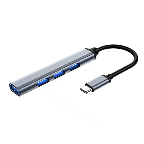 Ailan USB Hub USB2.0 Kabel Splitter U Disk Tastatur Adapter Expander Tragbares Ladegerät Dock Station Ladegerät Home Hotel, Grau, Typ-C von Ailan
