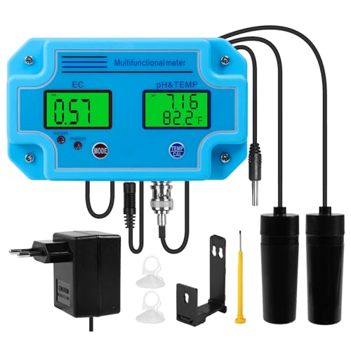 3 In 1 PH/EC/Temp Meter Wasser Detektor Wassertester Trinkwasser PH Messgerät Wasser Wassertest Aquarium ec Messgerät Leitungswassertest Digitaler LCD-Wasserqualität Tester Analysator. von Ailao