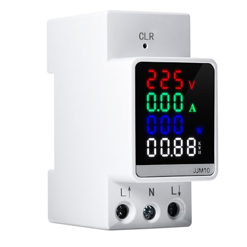 Ailao Digitaler Energiezähler, Strom-Leistungsmesser, Leistungsmonitor Digitaler Energiezähler Einphasiges Digitales Amperemeter, AC 80–270 V 35 mm DIN-Schiene KWH von Ailao