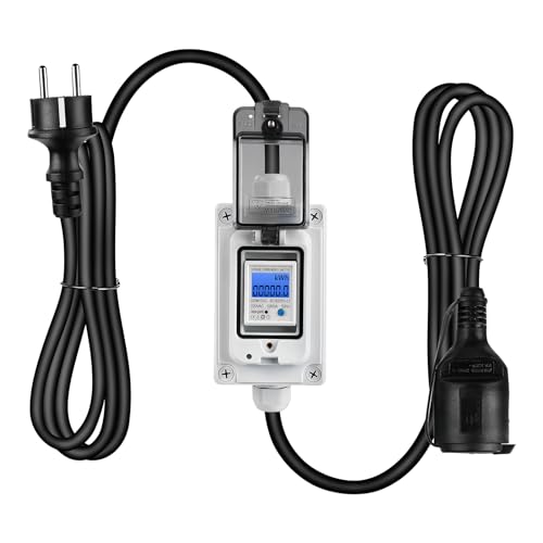 Ailao Mobiler Digital Stromzähler 230V 16A Strommessgerät Meter mit Reset 3 * 1,5mm² IP67 Wasserdicht 1,5 Meter Kabel an jedem Ende für Wohnmobile Hausgebrauch (Neu) von Ailao