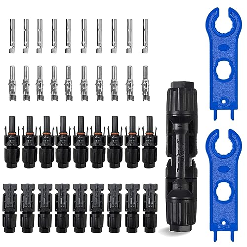 Ailao Solarpanel-Stecker, 10 Paar männliche/weibliche Solarpanel-Kabelanschlüsse Solarpanel-Stecker, IP67 wasserdicht mit 2 Schraubenschlüsseln for 2,5/4/6 mm² Kabel von Ailao