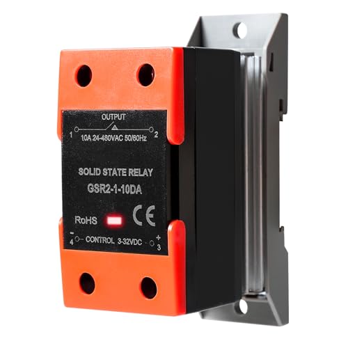 Ailao Solid State Relais 12V 230V Kleines Halbleiterrelais Einphasig SSR Relais DC 3-32V AC 24-480V GSR2-1-10DA (mit Kühlkörper).… von Ailao