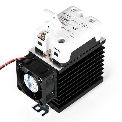 Ailao Solid State Relais 12V Single Phase Halbleiterrelais DC Gesteuertes AC SSR Relais Steuerspannung 3-32V DC Lastschaltspannung 480V AC 40A mit Kühlkörper Halterung mit Lüfter.… Ailao Solid State Relais 12V Single Phase Halbleiterrelais DC Gesteuertes AC SSR Relais Steuerspannung 3-32V DC Lastschaltspannung 480V AC 40A mit Kühlkörper Halterung mit Lüfter.… von Ailao