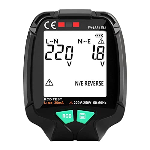 Ailao Steckdosentester, Vollbild-Steckdosentester Ground Zero Wechselspannung RCD Teststecker Polarität-Phasenprüfung 30V-250V (EU-Stecker) von Ailao