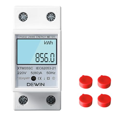 Ailao Stromzähler Hutschiene Stromzähler Einphasig LCD Strommessgerät Digital Energiekostenmessgerät Geeicht Stromzähler 1 Phasig, AC 220V Stromstärke 5-80A Frequenz 50Hz, 6 Sekunden Autoplay. von Ailao