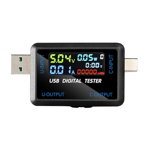 Ailao USB Tester Messgerät USB C Tester Multifunktions USB Strommessgerät Power meter Multimeter Digitaler Kapazitätstester Mobiler Stromtester (USB-Anschluss+Typ-C-Anschluss) von Ailao