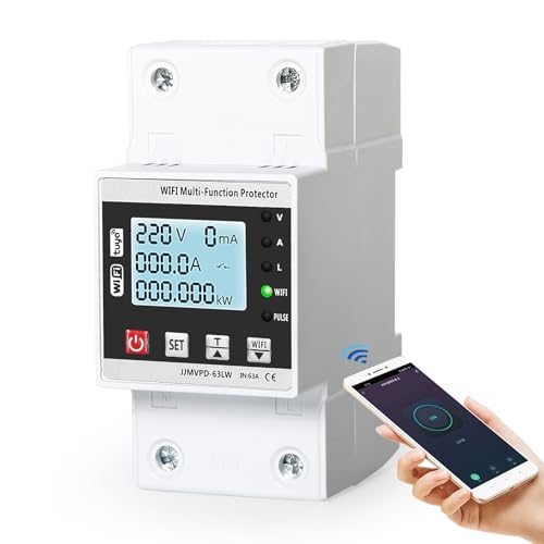 Ailao wlan Stromzähler Hutschiene tuya Smart Meter mit Überspannungsschutz Unterspannungsschutz wifi Circuit Breaker Handy Fernbedienung LCD weiß Hinterleuchteter Bildschirm AC 230V 63A. Ailao wlan Stromzähler Hutschiene tuya Smart Meter mit Überspannungsschutz Unterspannungsschutz wifi Circuit Breaker Handy Fernbedienung LCD weiß Hinterleuchteter Bildschirm AC 230V 63A. von Ailao