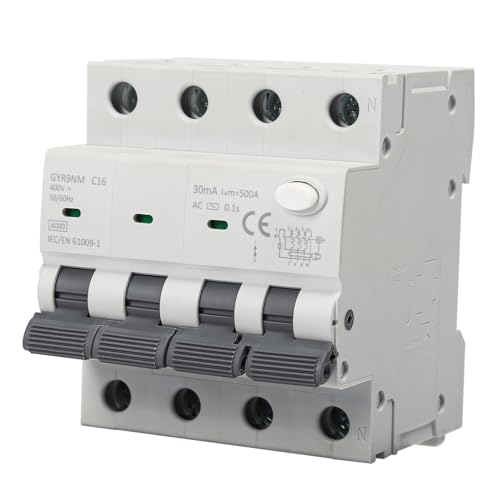 Fehlerstromschutzschalter Fi Schutzschalter 16A 30MA 3P+N Fi Schalter RCBO 6KA MCB Fehlerstrom Schutzschalter AC 400V mit Ableitstromschutz Überlast und Kurzschlussschutz, DIN Schienenmontage. Fehlerstromschutzschalter Fi Schutzschalter 16A 30MA 3P+N Fi Schalter RCBO 6KA MCB Fehlerstrom Schutzschalter AC 400V mit Ableitstromschutz Überlast und Kurzschlussschutz, DIN Schienenmontage. von Ailao