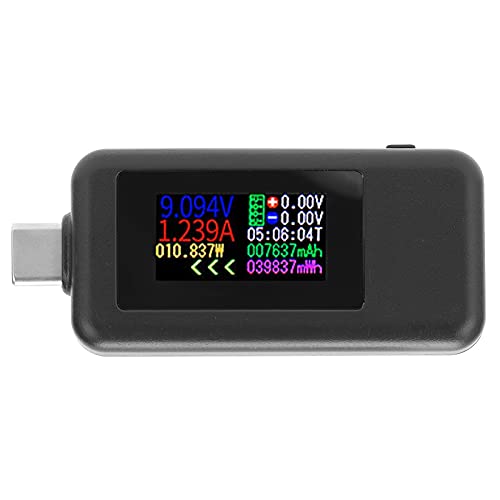 USB C Power Tester Power Tester Spannung Strom 2 in 1 Meter Voltmeter Amperemeter Farbdisplay DC4‑30V von Ailao