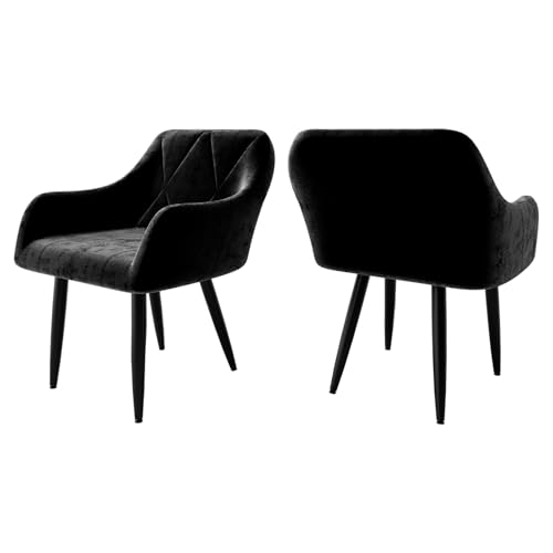 Ailatimogo Esszimmerstühle, Samt gepolsterte Stühle, Bequeme Küchenstühle mit breiter Rückenlehne und Metallbeinen (2, schwarz, überdimensioniert) von Ailatimogo