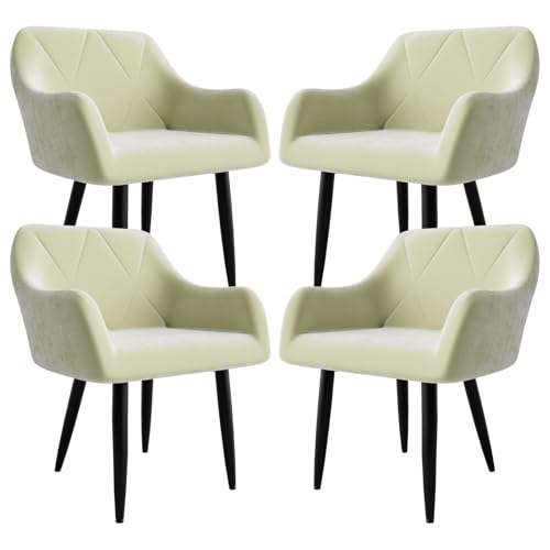 Ailatimogo Esszimmerstühle, Samt gepolsterte Stühle, Bequeme Küchenstühle mit breiter Rückenlehne und Metallbeinen (4, Creme, übergroß) von Ailatimogo