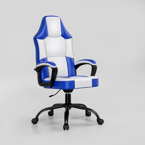 Ailatimogo Gaming Stuhl Ergonomischer Computerstuhl Höhenverstellbarer Computerstuhl aus PU-Leder mit Rollen für Erwachsene (Blau) von Ailatimogo