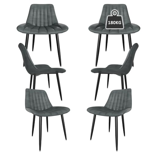 Esszimmerstühle, Küchenstühle mit Rückenlehne, Esstischstühle, maximale Tragfähigkeit 180 kg (6, grau, überdimensioniert) von Ailatimogo