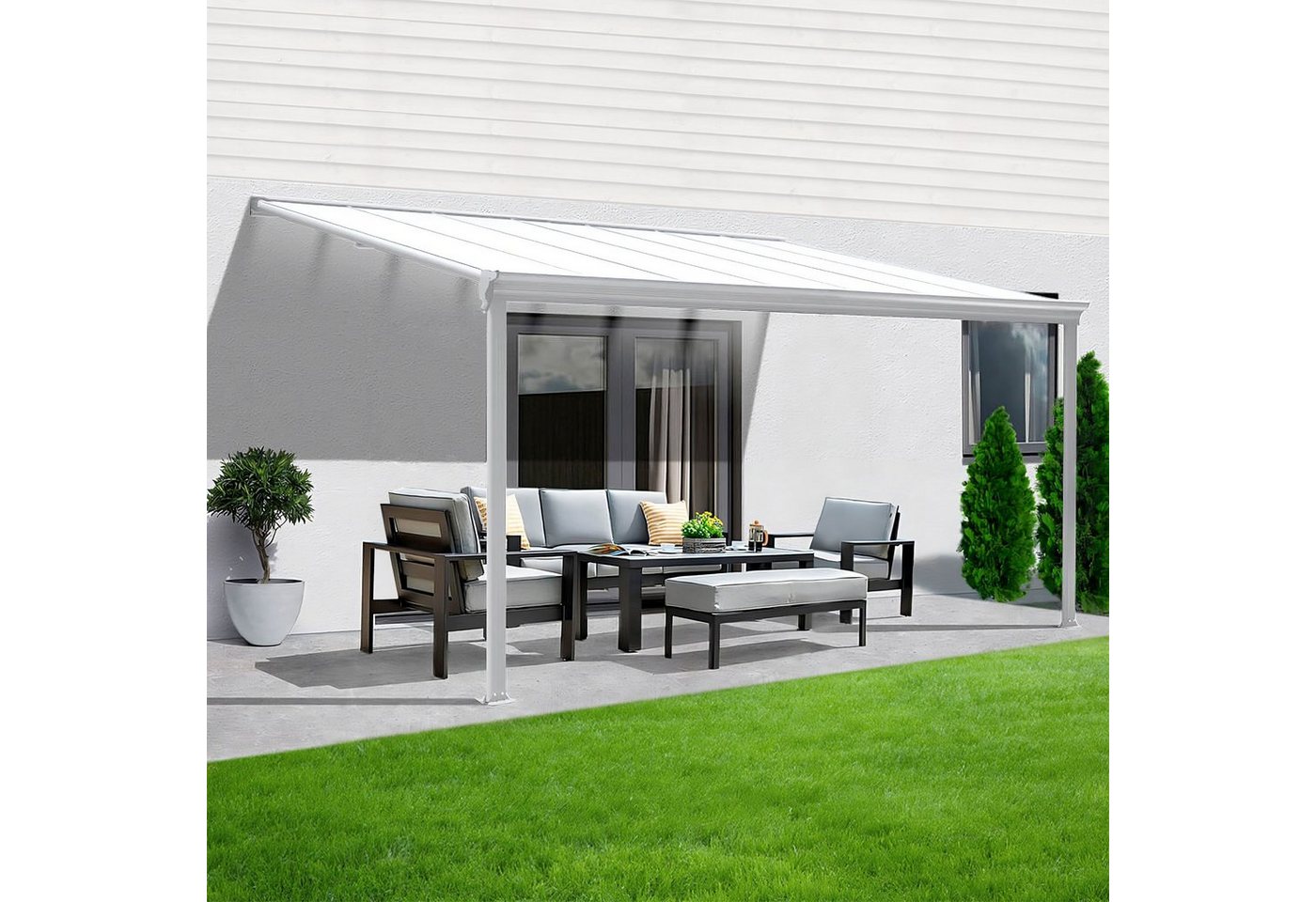 Aileenstore Anbaudach Sky Guard, Breite 312 cm, Doppelstegplatten, Aluminium, starke Pfosten von Aileenstore