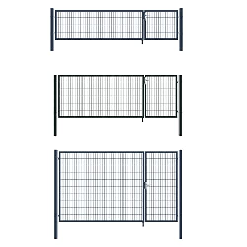 Aileenstore Gartentor Zauntor Einfahrtstor Stabmattenzaun Doppelflügel Anthrazit Grau 3,5 m Breite, Größe:1600 x 3500 mm von Aileenstore