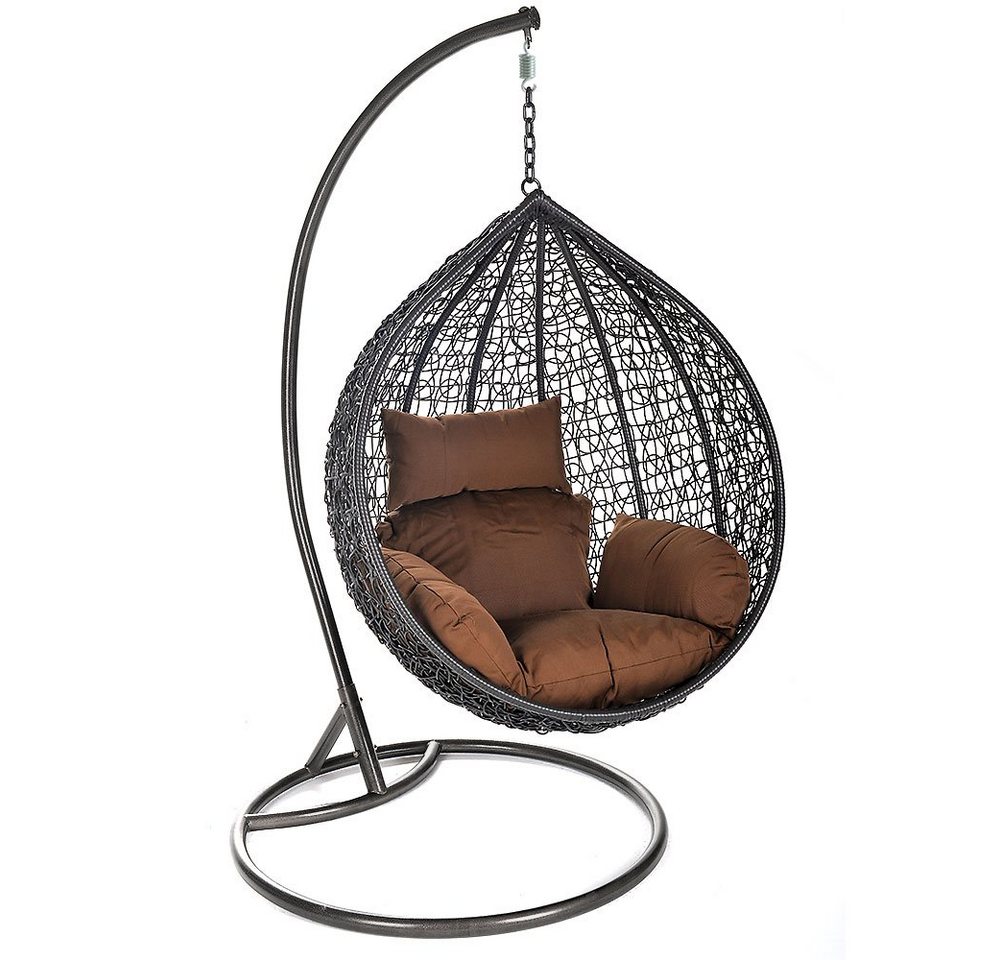 Aileenstore Hängesessel RUND (1-St), Höhe 200 cm, Poly-Flachrattan-Korb, inkl. Kissen von Aileenstore