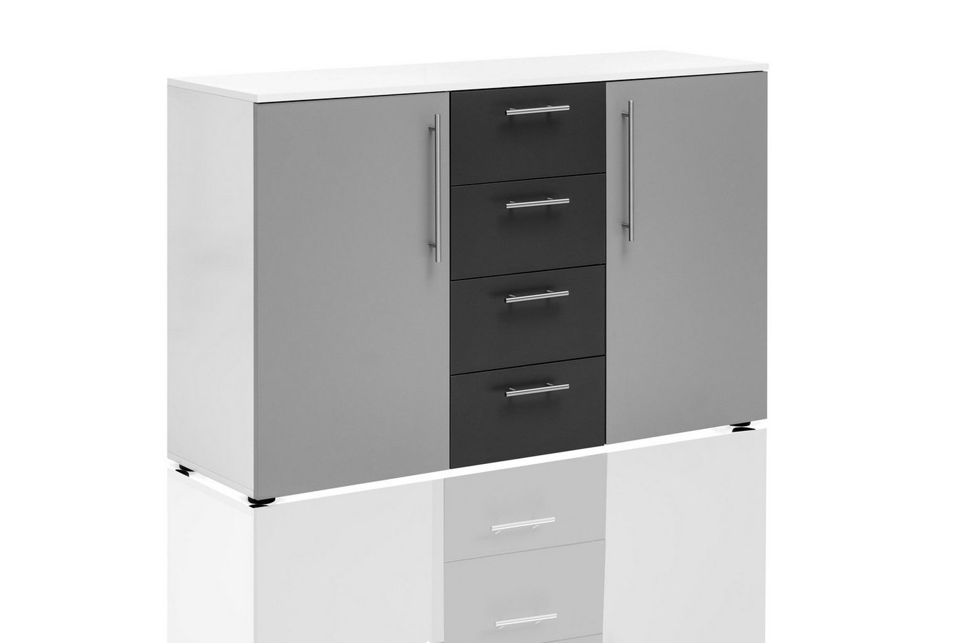 Aileenstore Highboard Lari, Breite 130 cm, Platingrau, Metallgriffe von Aileenstore