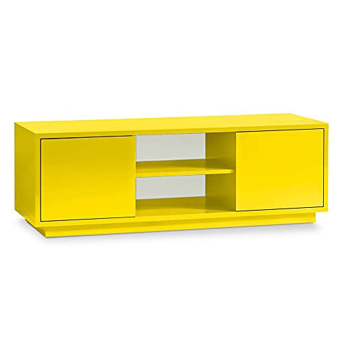 Aileenstore TV-Lowboard Eyecatcher - Fernseher-Tisch in Holz-Optik - HiFi-Kommode mit 2 Türen & 2 Fächern - Wohnzimmer-Möbel, Farbe:Gelb von Aileenstore