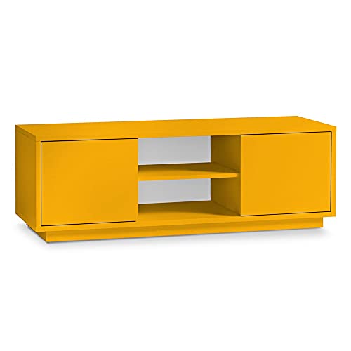 Aileenstore TV-Lowboard Eyecatcher - Fernseher-Tisch in Holz-Optik - HiFi-Kommode mit 2 Türen & 2 Fächern - Wohnzimmer-Möbel, Farbe:Orange von Aileenstore