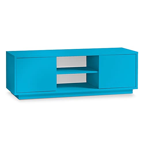 AILEENSTORE TV-Lowboard Eyecatcher - Fernseher-Tisch in Holz-Optik - HiFi-Kommode mit 2 Türen & 2 Fächern - Wohnzimmer-Möbel, Farbe:türkis-blau von Aileenstore