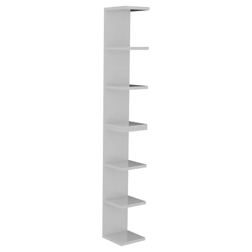 Wandregal Schweberegal mit 7 Ablagen, Horizontal oder Vertikales Bücherregal, teilbares Regal, 3 Farboptionen - Weiß, Natur, Anthrazit, Modernes Design für alle Räume (Weiß) von Aileenstore