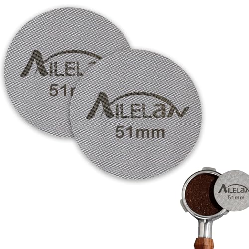 Ailelan Puck Sieb 51mm, 2 Stück, Edelstahl, Espresso Sieb, Kaffeefilter, für Kaffeekocher von Ailelan