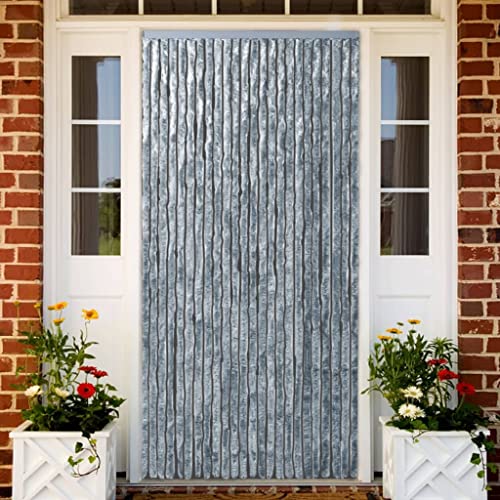 Ailgely Flauschvorhang Chenille 90 x 220 cm, Türvorhang aus Chenille Fliegenschutz Insektenschutz Camping Insektenschutz für Camping Wohnwagen Weiß und grau von Ailgely
