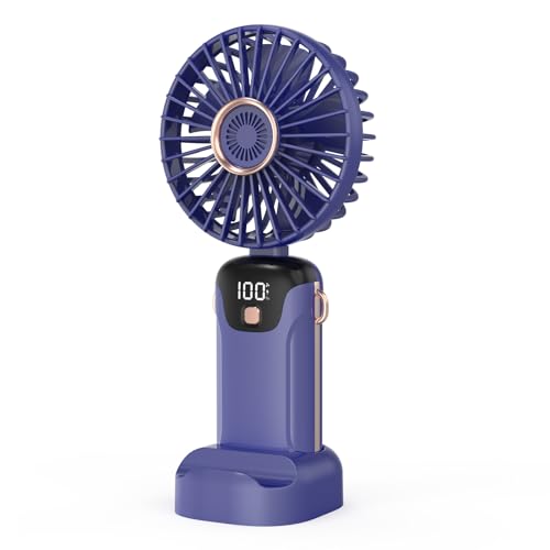 Ailgely Handventilator, Tragbarer Mini Ventilator mit LED-Bildschirm, Wiederaufladbar, Kleiner Taschenventilator Mit 5 Geschwindigkeitsstufen, 3000 mAh, für Reisen, Zuhause von Ailgely