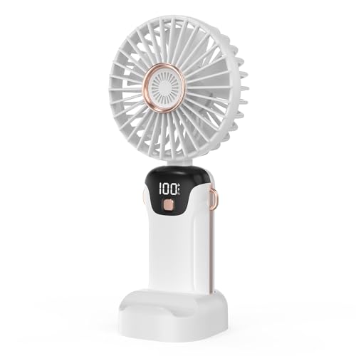 Ailgely Handventilator, Tragbarer Mini Ventilator mit LED-Bildschirm, Wiederaufladbar, Kleiner Taschenventilator Mit 5 Geschwindigkeitsstufen, 3000 mAh, für Reisen, Zuhause Ailgely Handventilator, Tragbarer Mini Ventilator mit LED-Bildschirm, Wiederaufladbar, Kleiner Taschenventilator Mit 5 Geschwindigkeitsstufen, 3000 mAh, für Reisen, Zuhause von Ailgely