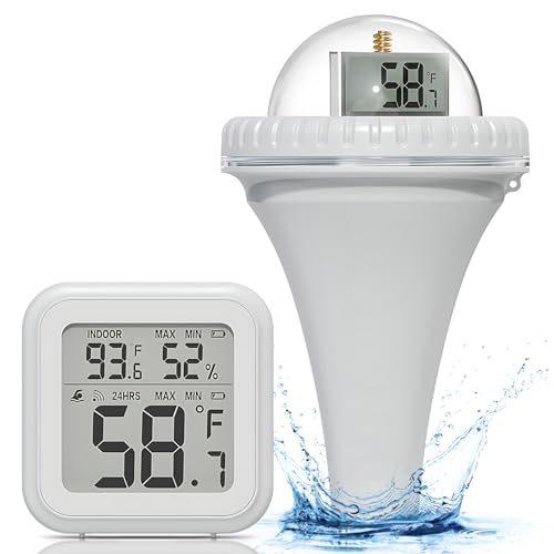 Ailgely Pool Thermometer Schwimmend, Wassertemperatur Thermometer, Funk Pool Thermometer Poolsensor Floating Thermometer mit digitalem für Pool, Whirlpool und Aquarium von Ailgely