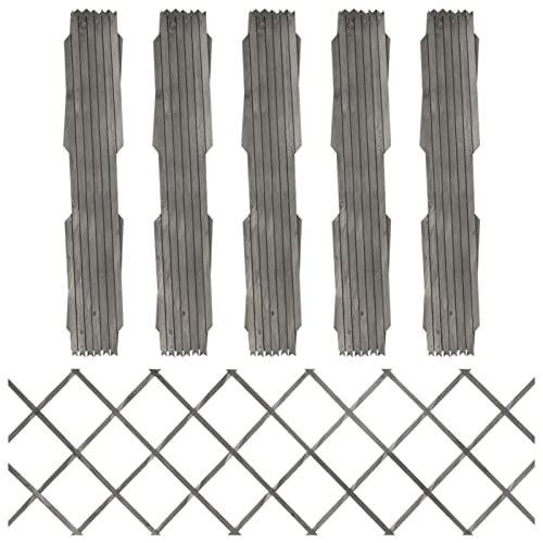 Ailgely Rankzäune 5 STK 180 x 60 cm, Massivholz Tanne Rankgitter Pflanzengitter Rankhilfe Spalier Holzgitter Scherengitter Gartenzaun zusammenfaltbar Blumengitter Grau von Ailgely