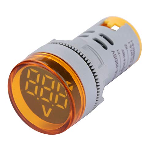 LED Voltmeter Signal Light Digital Display DC Spannungsmesser Indikator-Rundlamptester, Hohe Genauigkeit mit Breiter Messbereich 6-100 V, Kompakte Größe und Exquisite (Gelb) von Ailgely