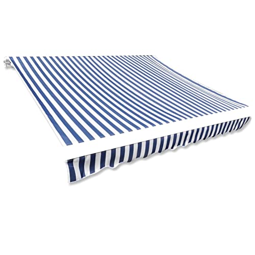 Markisenbespannung Sonnenschutz Markisenstoff Markisentuch Markise Canvas Blau & Weiß 4x3 m (ohne Rahmen) von Ailgely