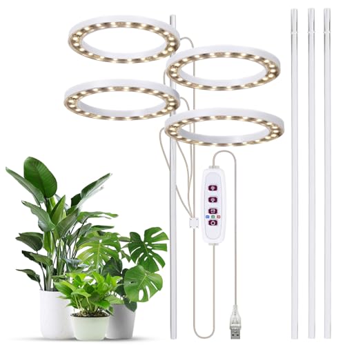 Pflanzenlampe, Pflanzenlampe LED Vollspektrum,USB-betriebenes Wachstumslicht,8 Std./12 Std./16 Std. Timer,80 LEDs 5 dimmbare Helligkeit, Grow Light für Zimmerpflanzen, für Sukkulenten kleine Pflanzen von Ailgely