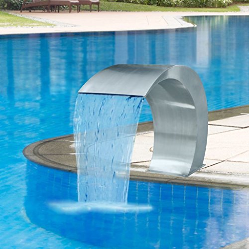 Pool Brunnen Schwallbrause Schwalldusche Wasserschwall Schwimmbad Wasserfall Poolfontäne Garten Teich Edelstahl 45x30x60 cm Silbern von Ailgely