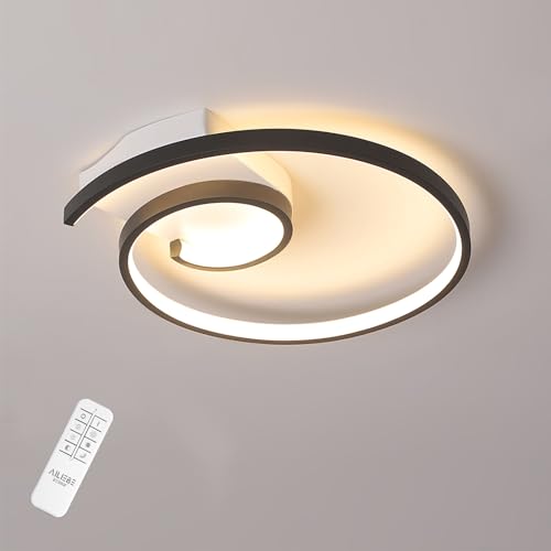 Ailiebe Design® LED Deckenleuchte Dimmbar mit Fernbedienung mit Memory Funktion Deckenlampe 40cm 42W 3800LM 3000K-6000K für Wohnzimmer Schlafzimmer Küche Arbeitszimmer Schwarz Circle Spiral Muschel von Ailiebe Design