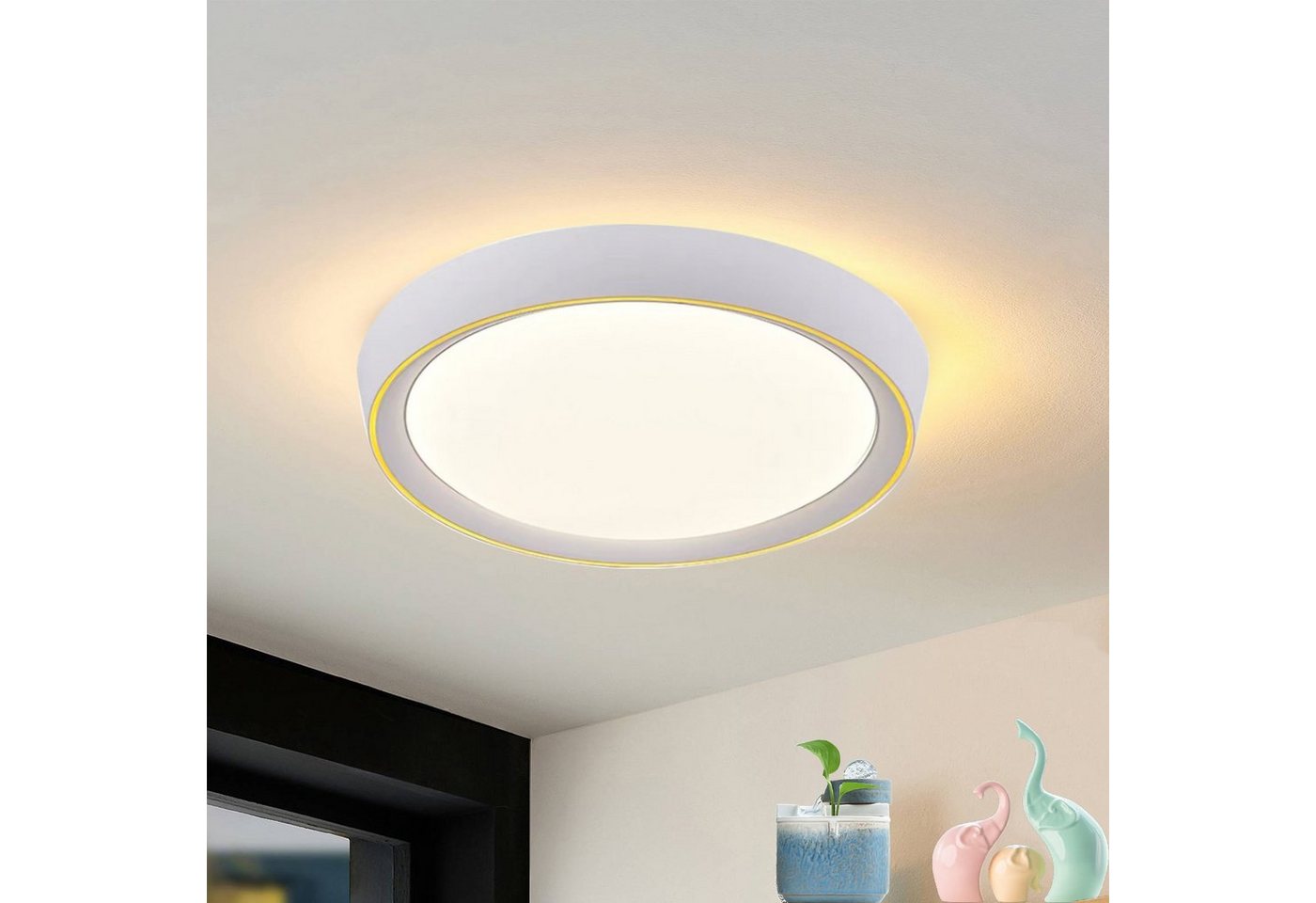 Ailiebe Design LED Deckenleuchte, Dimmbar mit Fernbedienung, LED fest integriert, Farbtemperatur verstellbar, Warmweiß - Neutralweiß - Kaltweiß, Moderne Deckenleuchte für Wohnzimmer Schlafzimmer Küche, 40cm 24W 2000LM 3000K-6000K, mit integrierter Memory Funktion von Ailiebe Design