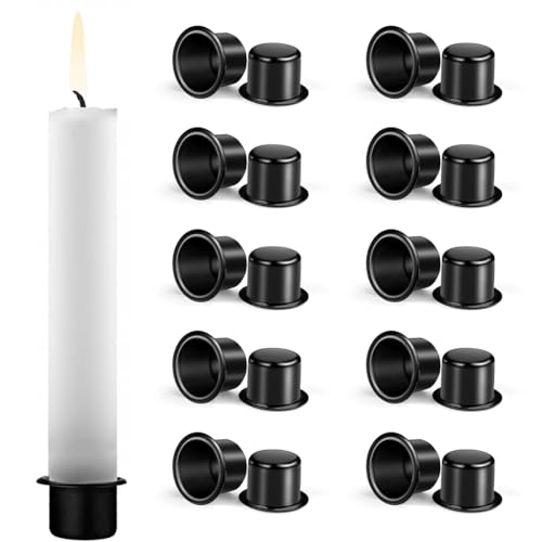 20er Set Kerzentüllen für Stabkerzen - Metall Kerzenhalter in Schwarz, passend für Baumkerzen, Tafelkerzen und Teelichter - Aililong von Aililong