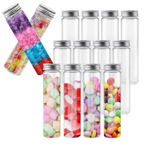 Aililong 14 Stück Reagenzgläser Kunststoff 80ml mit Schraubverschluss - Transparente Reagenzgläser für Süßigkeiten, Pflanzen, Labor und mehr von Aililong