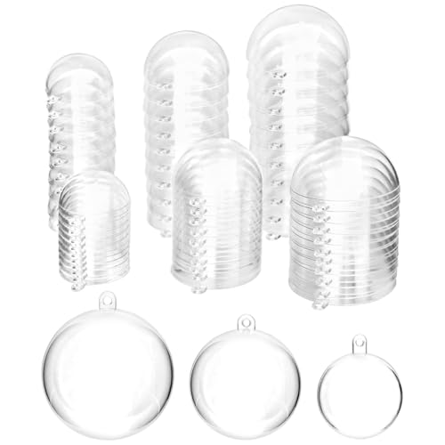 Aililong 30 Stück Plastikkugeln zum Befüllen - Transparente Weihnachtskugeln Plastik in 3 Größen (4/5/6cm) - Kugeln zum Befüllen für DIY-Dekorationen von Aililong