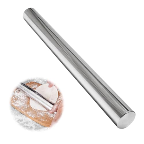 Aililong Edelstahl Teigroller - Hochwertiges Nudelholz aus Metall für Pizzateig, Nudelteig, Fondant und mehr - Spülmaschinengeeignet - 40 x 4 cm von Aililong