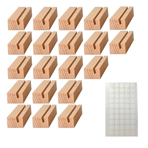 Aililong Fotohalter Holz 20 Stück - Tischkartenhalter Holz für Hochzeiten & Partys, mit doppelseitigem Klebstoff und Menükartenhalter Funktion von Aililong