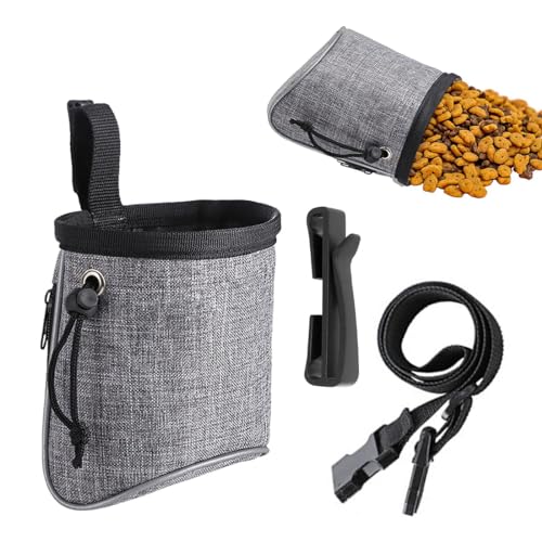 Aililong Futterbeutel Hundetraining (Grau) Multifunktionale Hunde Leckerlitasche mit Kotbeutelspender, Wasserfest Futterbeutel für Hundetraining von Aililong