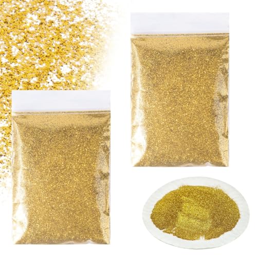 Aililong Glitzer goldnes Glitzerpulver-Set, 100g Glitzerpulver für Nägel Handwerk Basteln, mit einem glänzenden Effekt und universeller Anwendung für alle Oberflächen. von Aililong